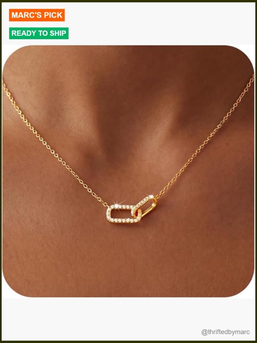 Dainty CZ Pendant Necklace, 14K Gold Plated Choker, Minimalist Layering Necklace